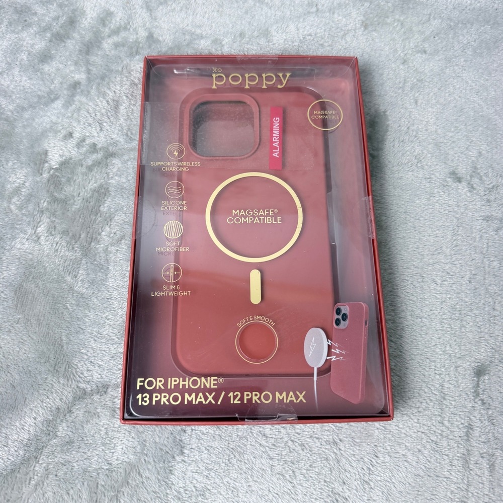 XO Poppy Silicone Phone Case Unisex iPhone 13/12 Pro Max Red MagSafe Alarming